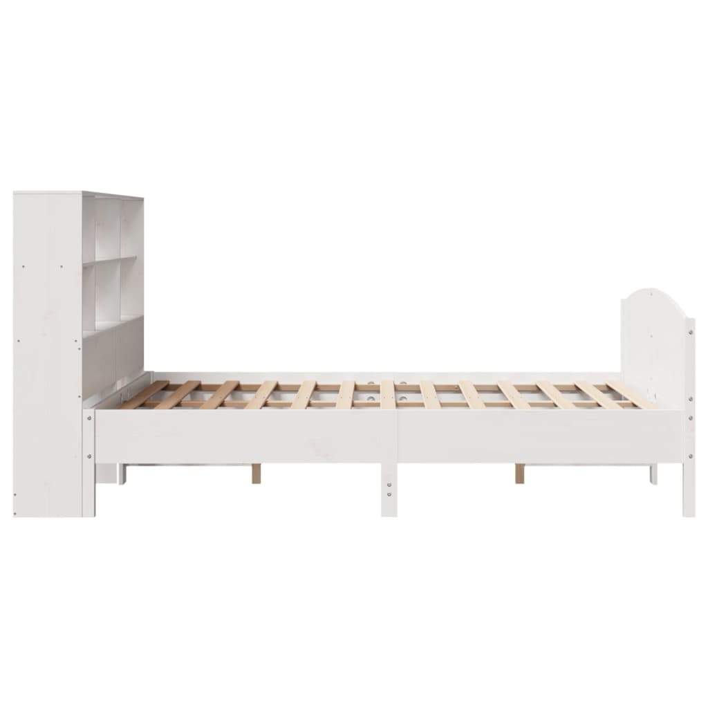 Bed met boekenkast zonder matras grenenhout wit 150x200 cm