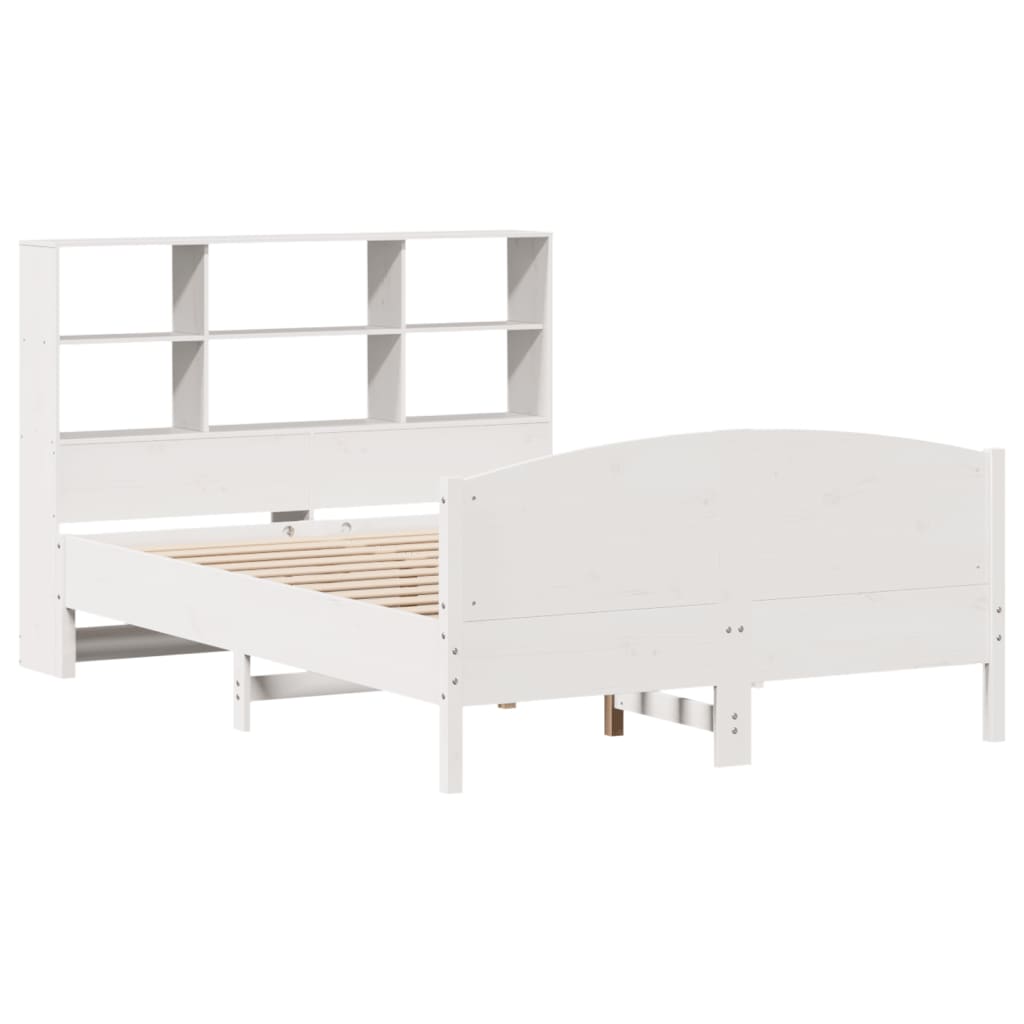 Bed met boekenkast zonder matras grenenhout wit 140x190 cm