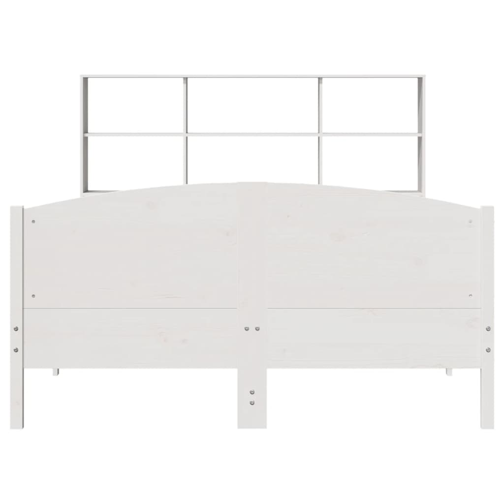 Bed met boekenkast zonder matras grenenhout wit 135x190 cm