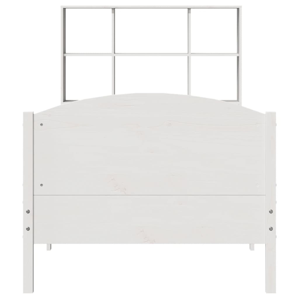 Bed met boekenkast zonder matras grenenhout wit 100x200 cm