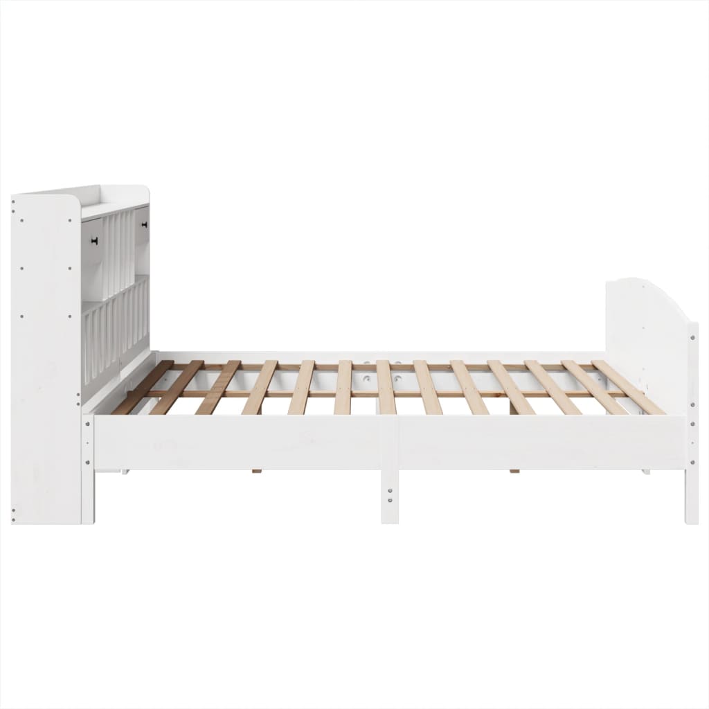 Bed met boekenkast zonder matras grenenhout wit 180x200 cm