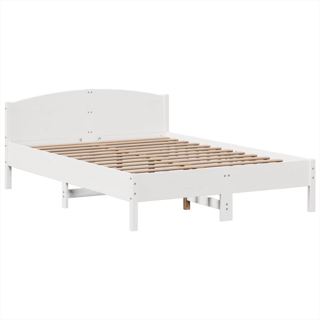 Bed met boekenkast zonder matras grenenhout wit 160x200 cm