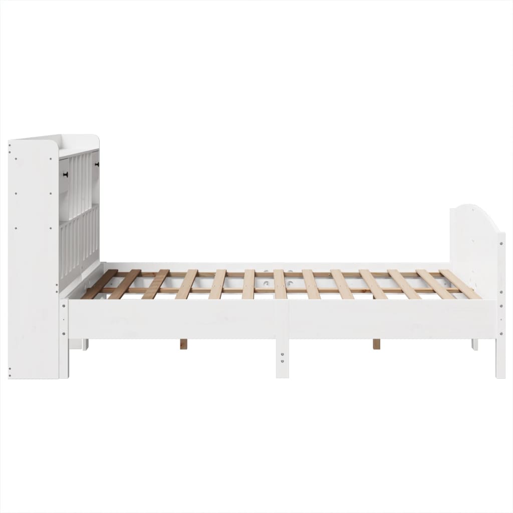 Bed met boekenkast zonder matras grenenhout wit 150x200 cm