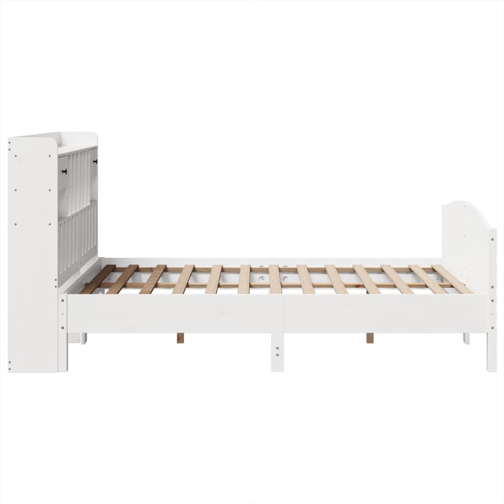 Bed met boekenkast zonder matras grenenhout wit 140x190 cm