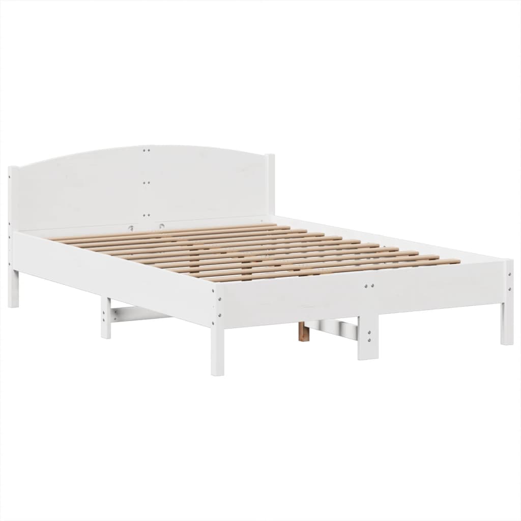 Bed met boekenkast zonder matras grenenhout wit 140x190 cm