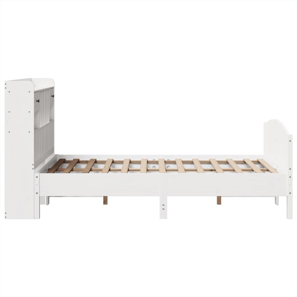 Bed met boekenkast zonder matras grenenhout wit 135x190 cm