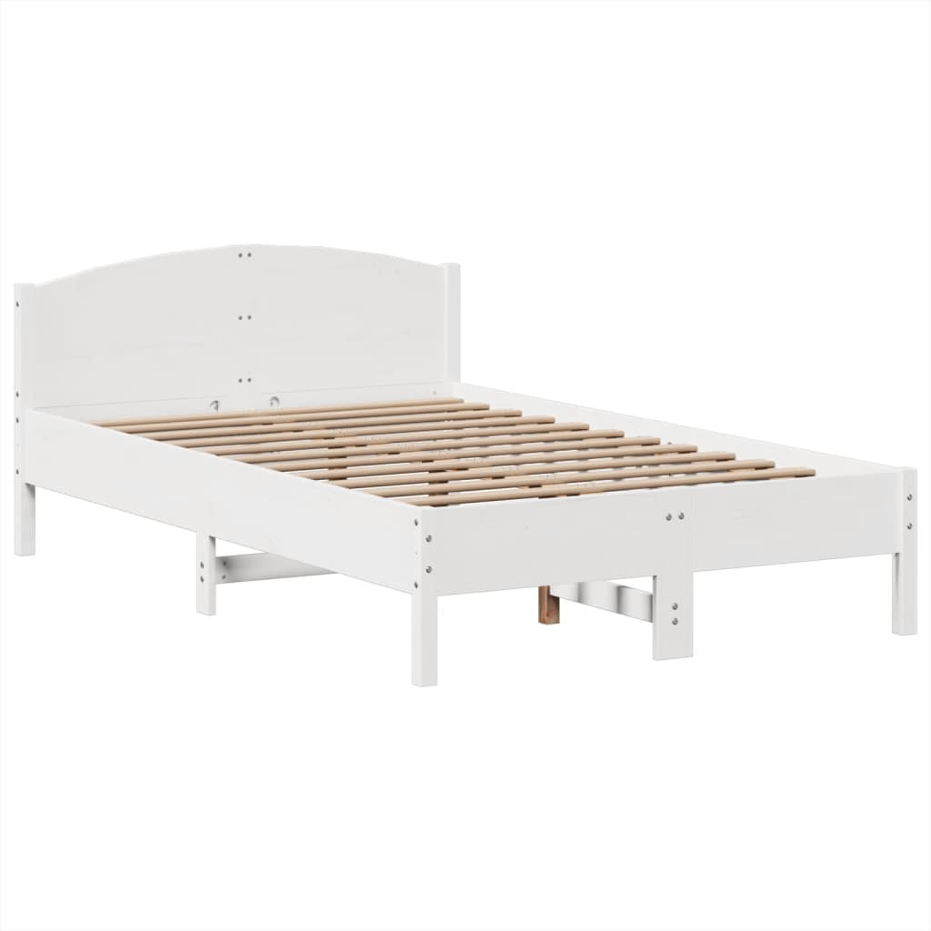 Bed met boekenkast zonder matras grenenhout wit 135x190 cm