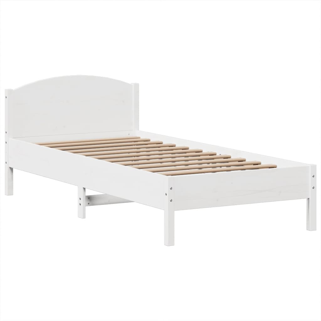 Bed met boekenkast zonder matras grenenhout wit 100x200 cm