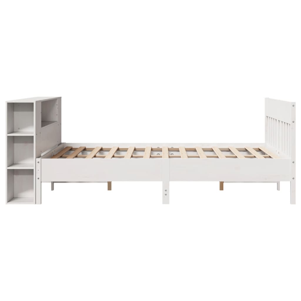 Bed met boekenkast zonder matras grenenhout wit 160x200 cm