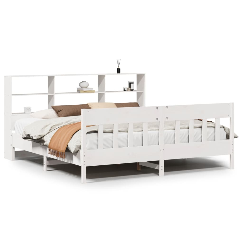 Bedframe zonder matras massief grenenhout wit 200x200 cm