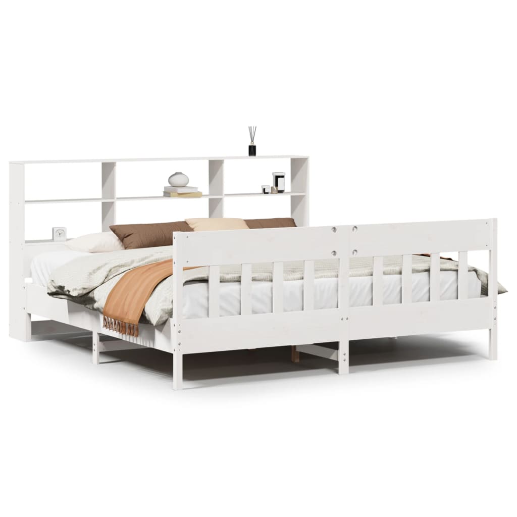 Bedframe zonder matras massief grenenhout wit 180x200 cm