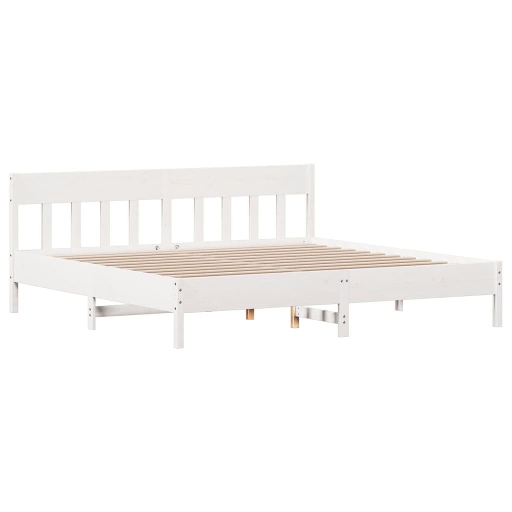 Bedframe zonder matras massief grenenhout wit 180x200 cm