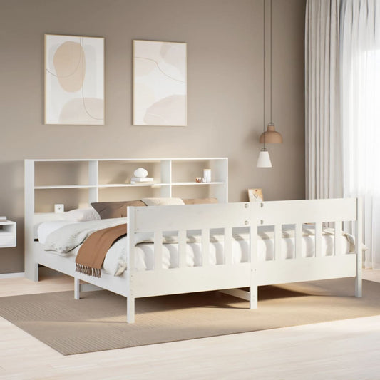 Bedframe zonder matras massief grenenhout wit 180x200 cm