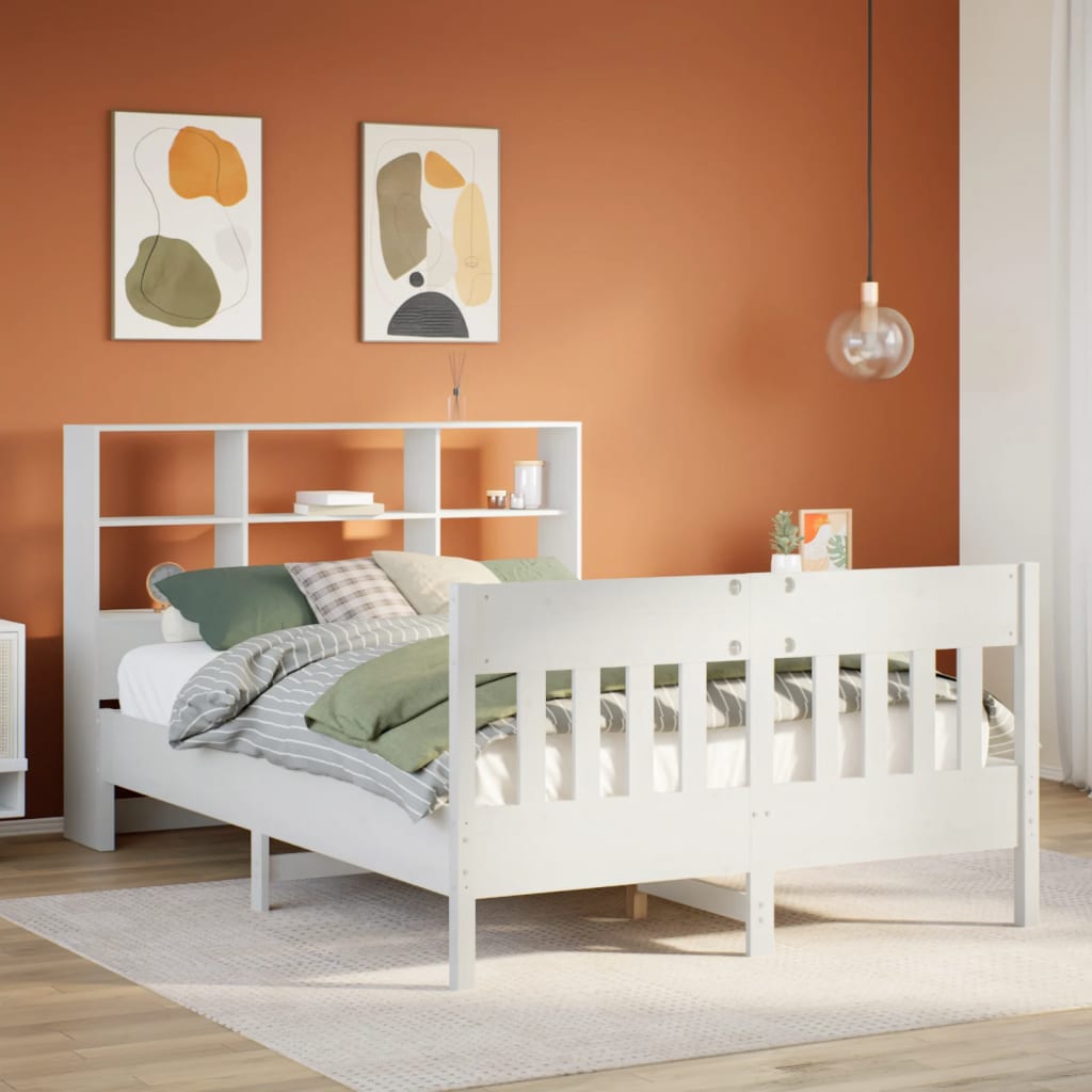 Bedframe zonder matras massief grenenhout wit 150x200 cm