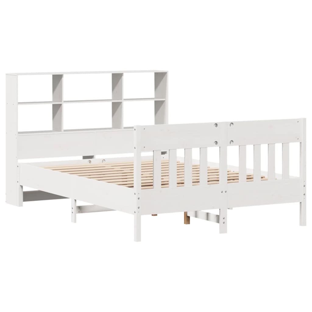 Bedframe zonder matras massief grenenhout wit 140x190 cm