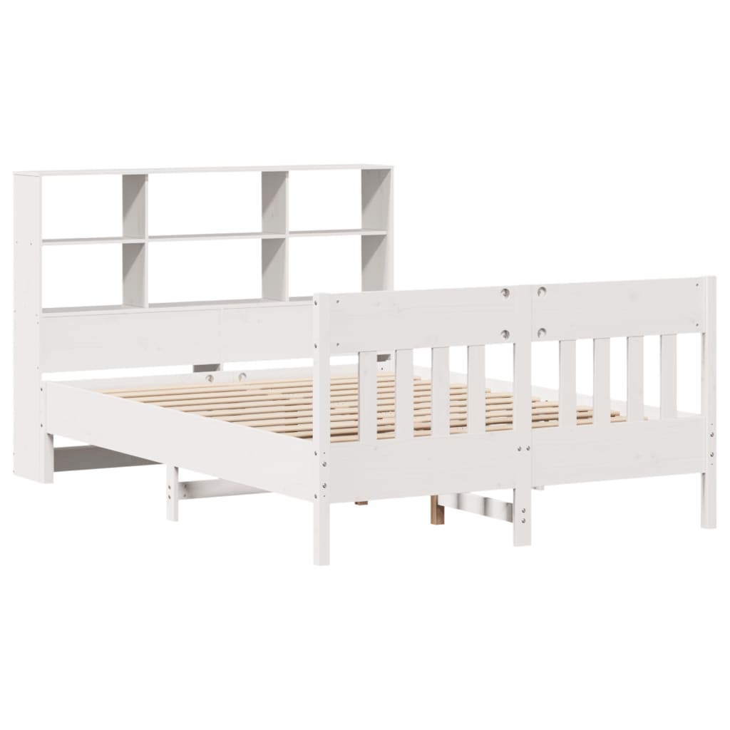 Bedframe zonder matras massief grenenhout wit 135x190 cm