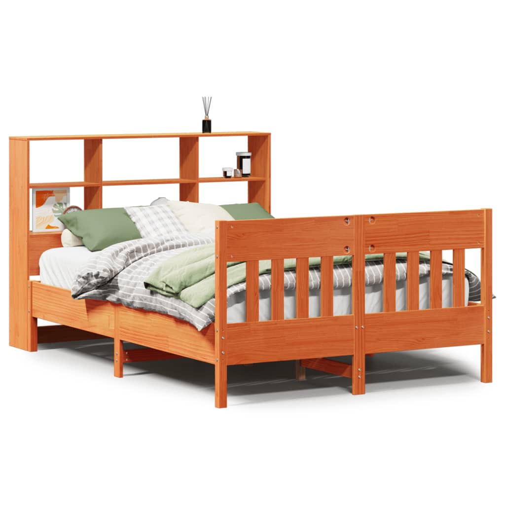 Bedframe zonder matras massief grenenhout wasbruin 120x190 cm