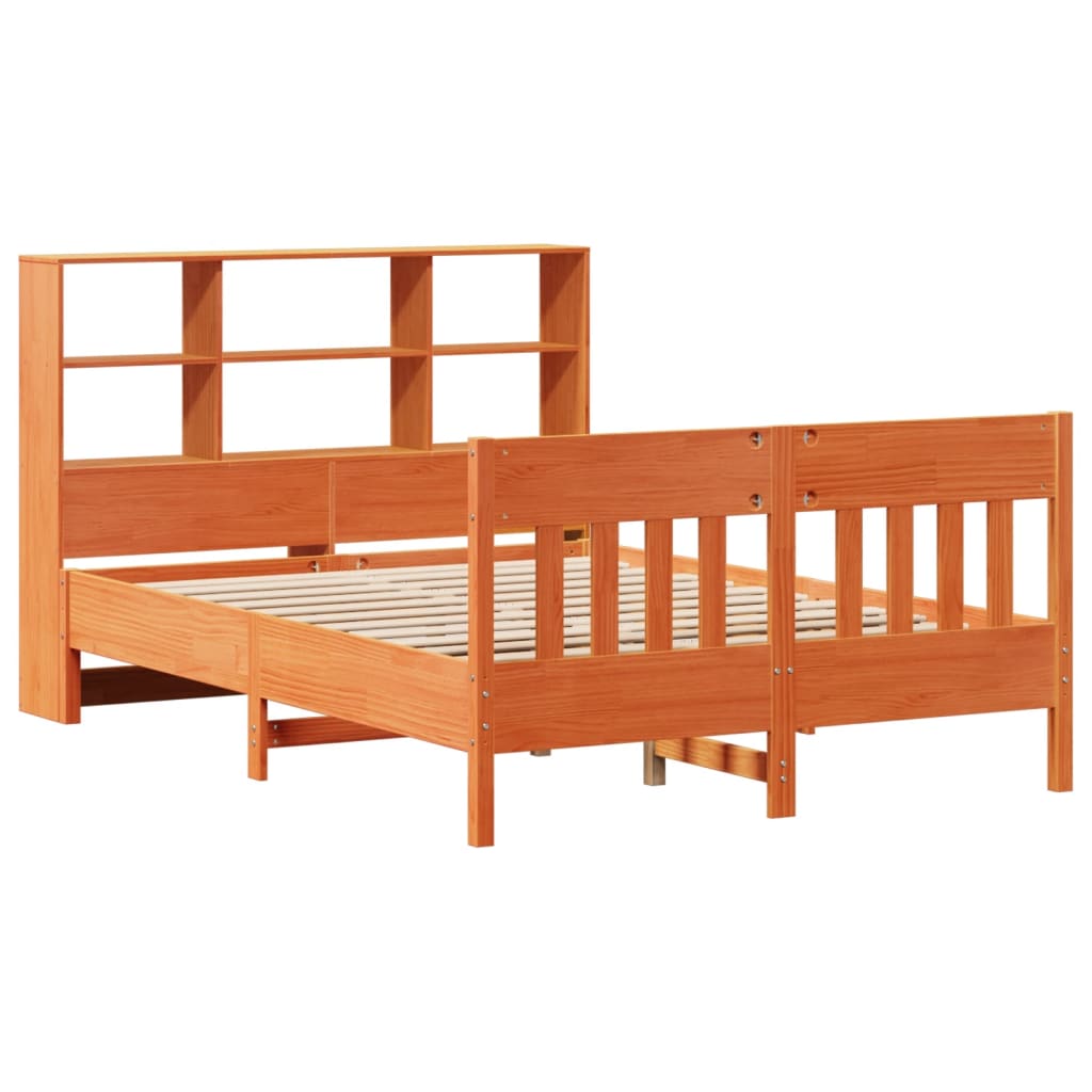 Bedframe zonder matras massief grenenhout wasbruin 120x190 cm