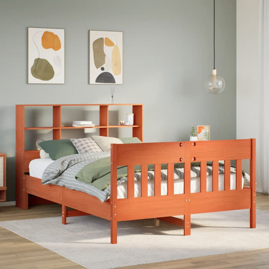 Bedframe zonder matras massief grenenhout wasbruin 120x190 cm