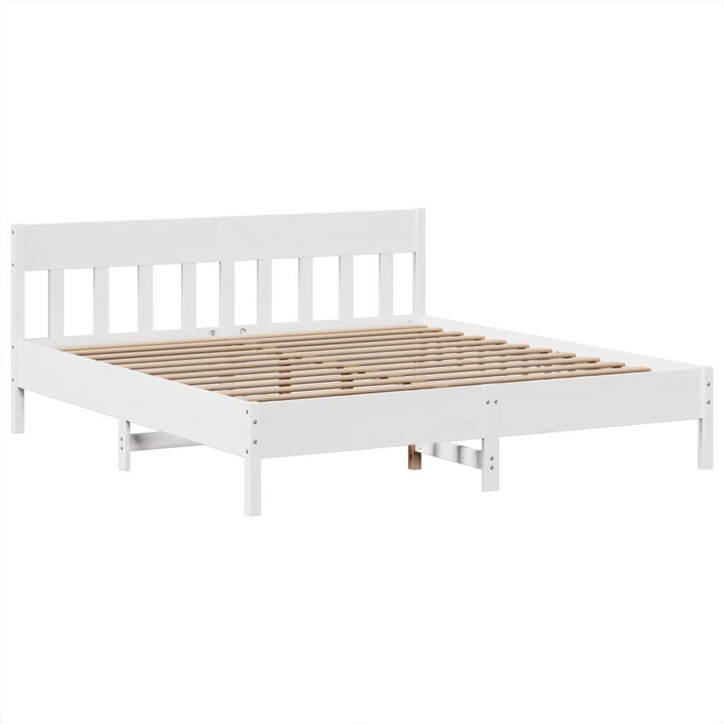 Bedframe zonder matras massief grenenhout wit 200x200 cm