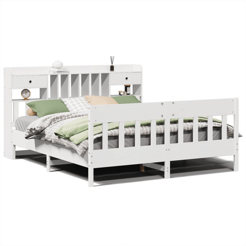 Bedframe zonder matras massief grenenhout wit 180x200 cm