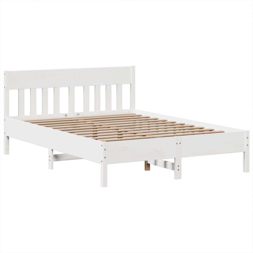 Bedframe zonder matras massief grenenhout wit 160x200 cm