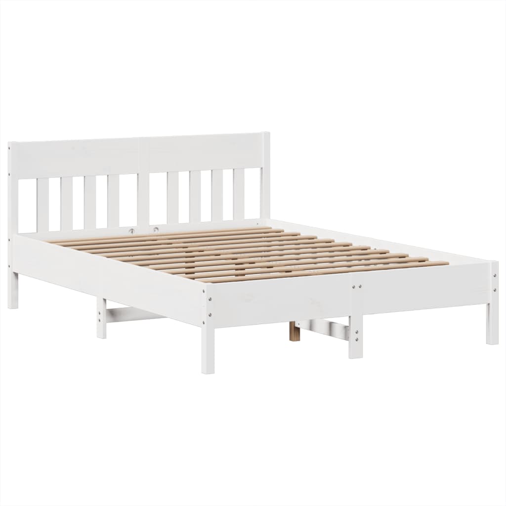 Bedframe zonder matras massief grenenhout wit 150x200 cm