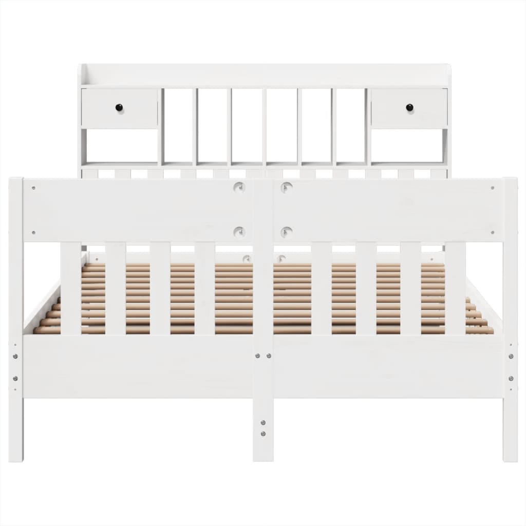 Bedframe zonder matras massief grenenhout wit 140x200 cm