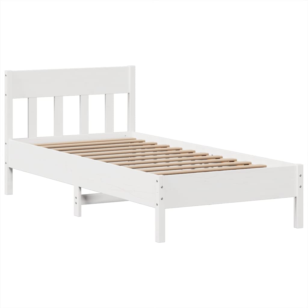 Bedframe zonder matras massief grenenhout wit 140x200 cm