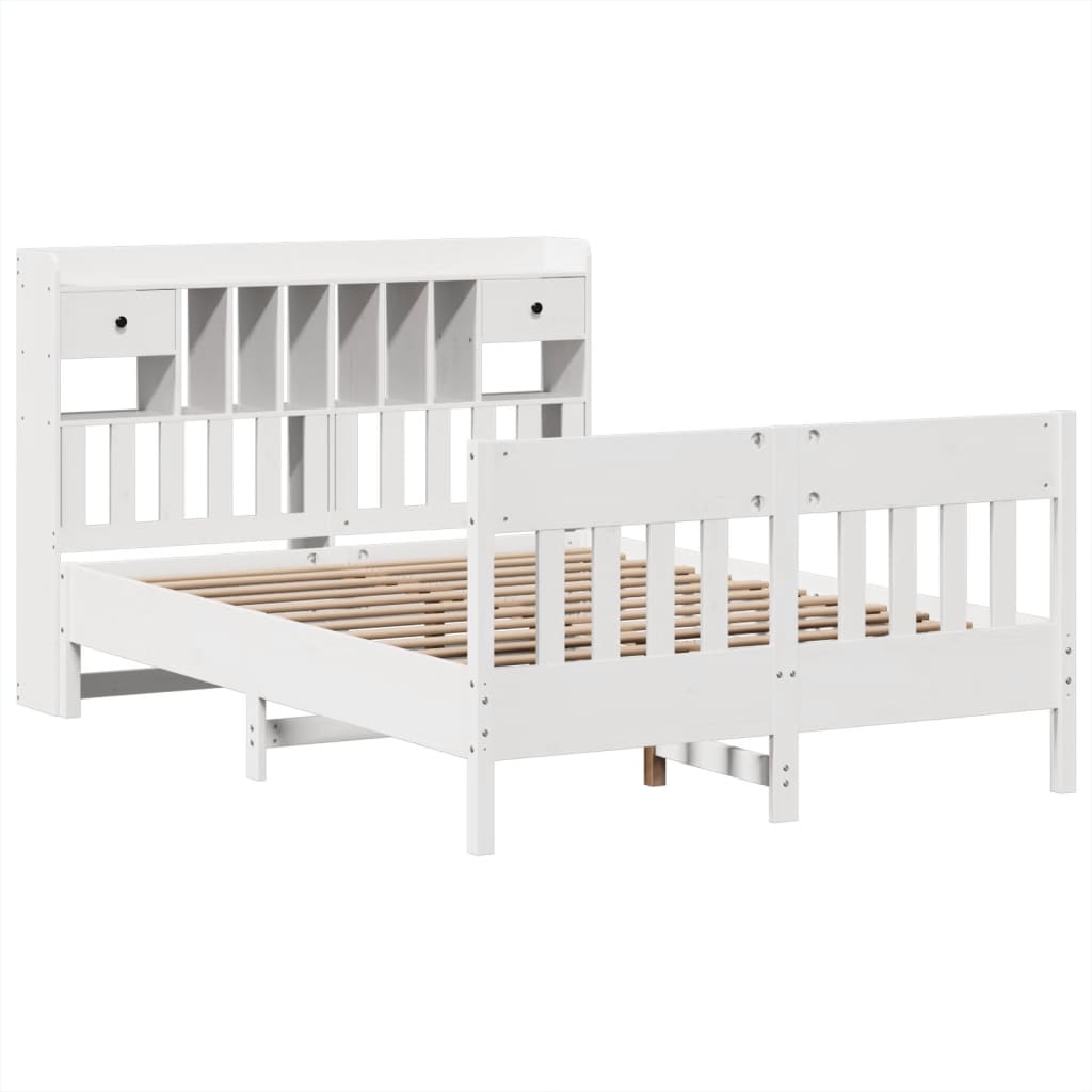 Bedframe zonder matras massief grenenhout wit 140x190 cm