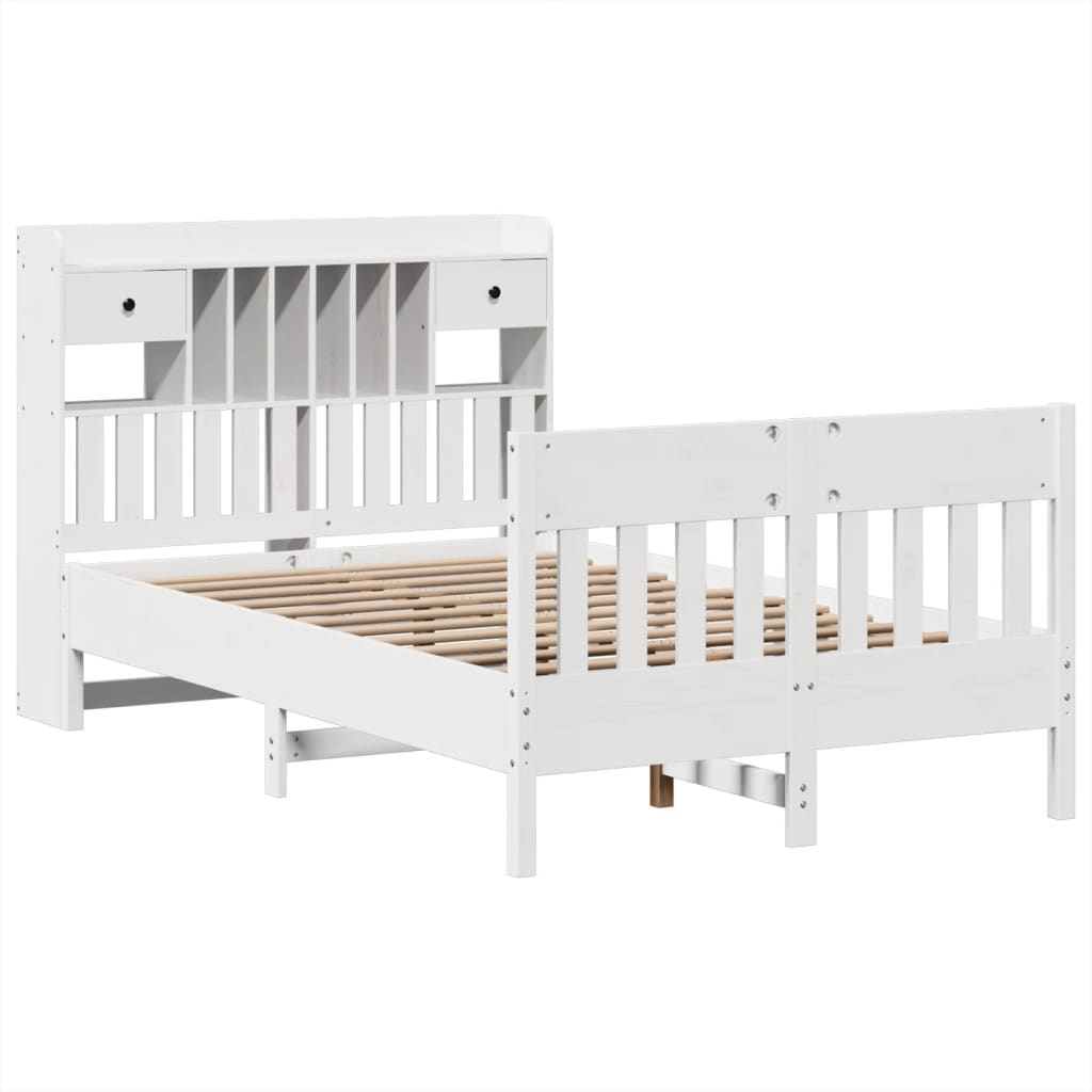 Bedframe zonder matras massief grenenhout wit 135x190 cm