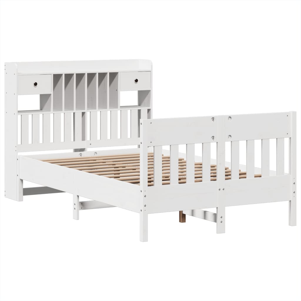 Bedframe zonder matras massief grenenhout wit 120x190 cm