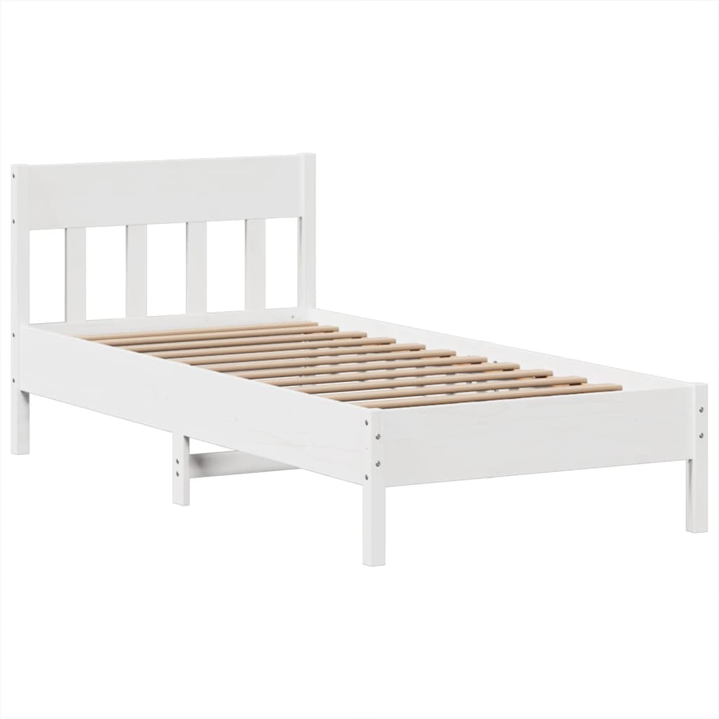 Bedframe zonder matras massief grenenhout wit 75x190 cm