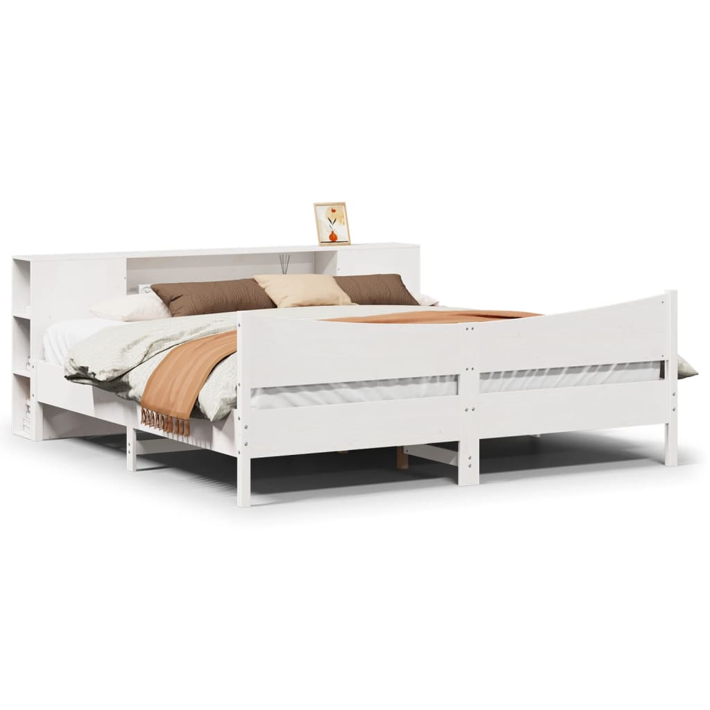 Bedframe zonder matras massief grenenhout wit 200x200 cm