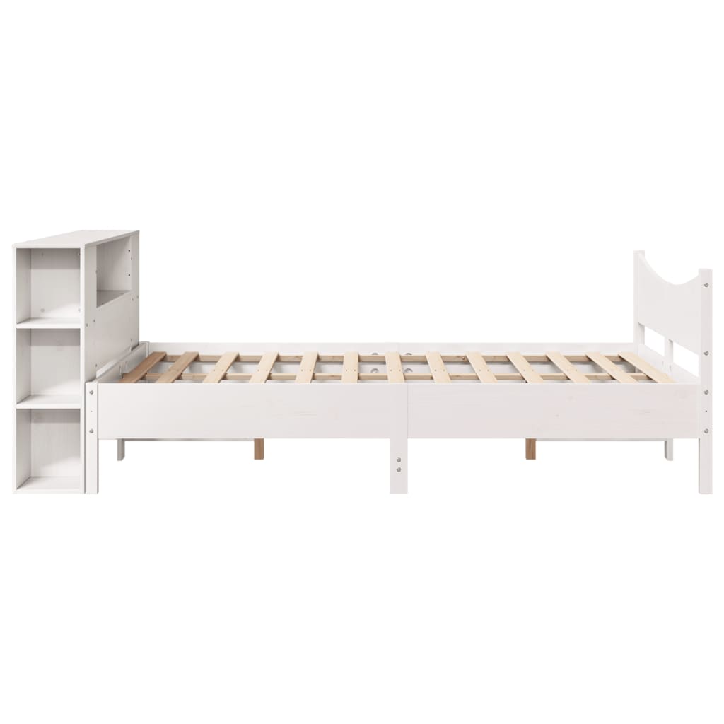 Bedframe zonder matras massief grenenhout wit 150x200 cm