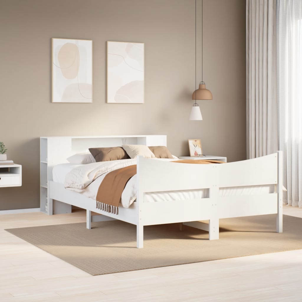 Bedframe zonder matras massief grenenhout wit 135x190 cm