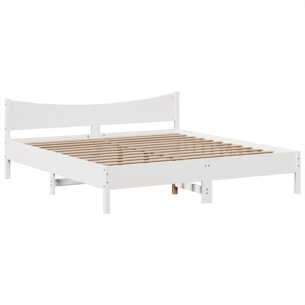 Bedframe zonder matras massief grenenhout wit 200x200 cm