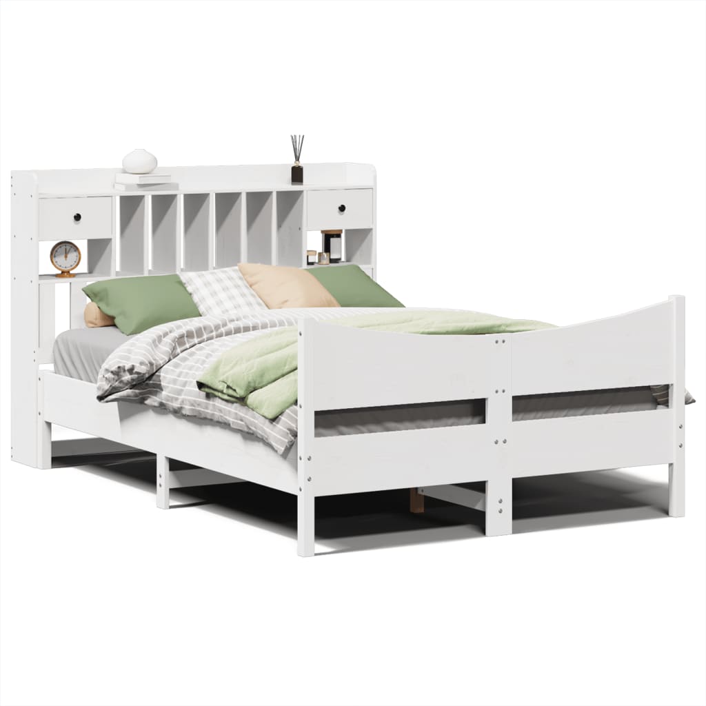 Bedframe zonder matras massief grenenhout wit 160x200 cm