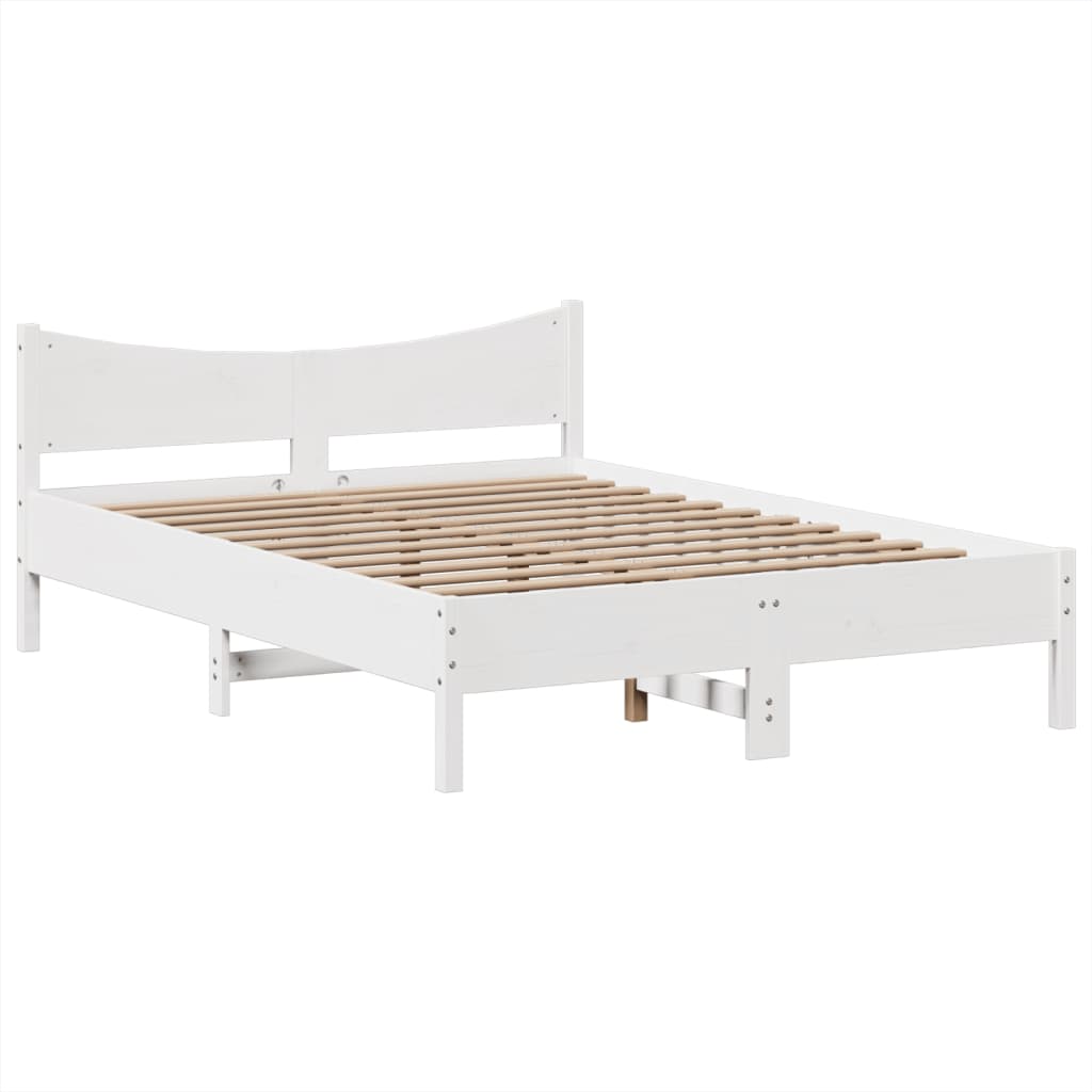 Bedframe zonder matras massief grenenhout wit 160x200 cm