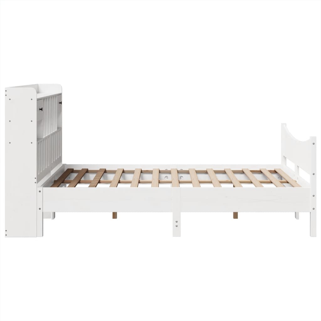 Bedframe zonder matras massief grenenhout wit 150x200 cm