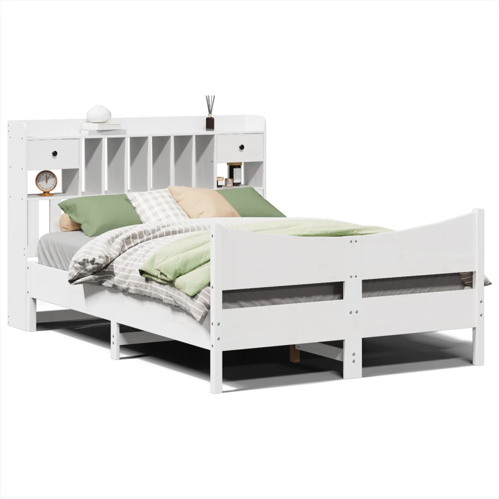 Bedframe zonder matras massief grenenhout wit 140x200 cm