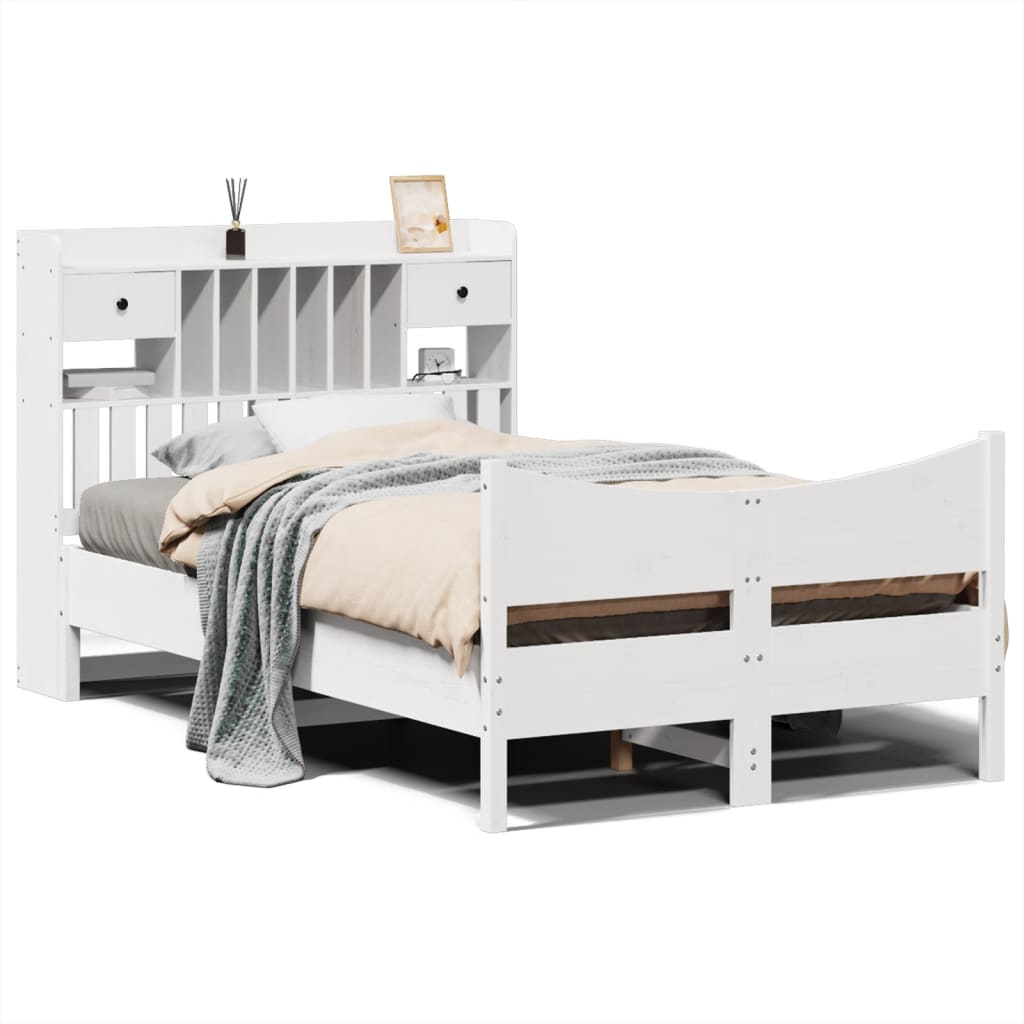 Bedframe zonder matras massief grenenhout wit 120x200 cm