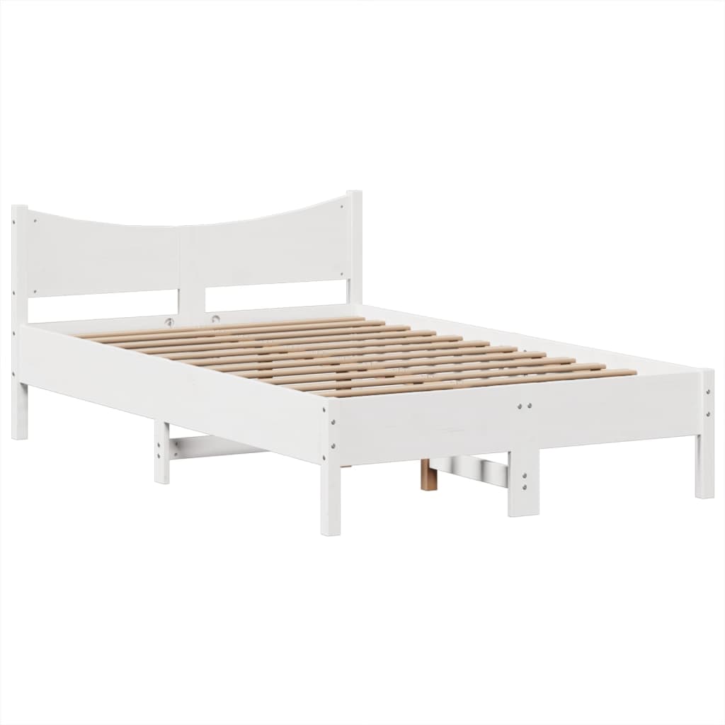 Bedframe zonder matras massief grenenhout wit 120x200 cm