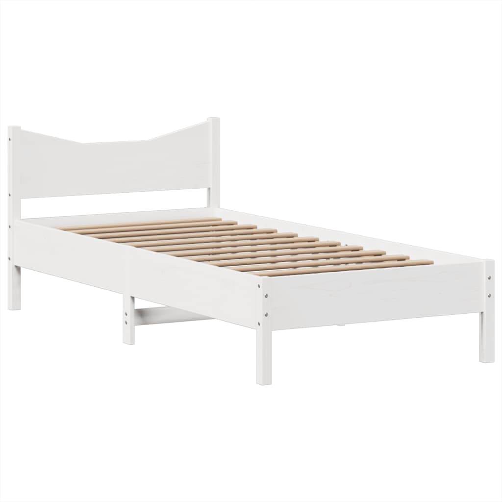 Bedframe zonder matras massief grenenhout wit 140x200 cm