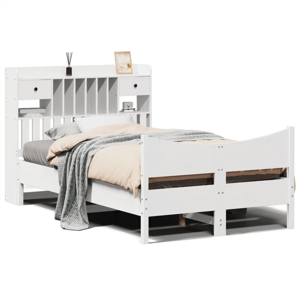 Bedframe zonder matras massief grenenhout wit 135x190 cm