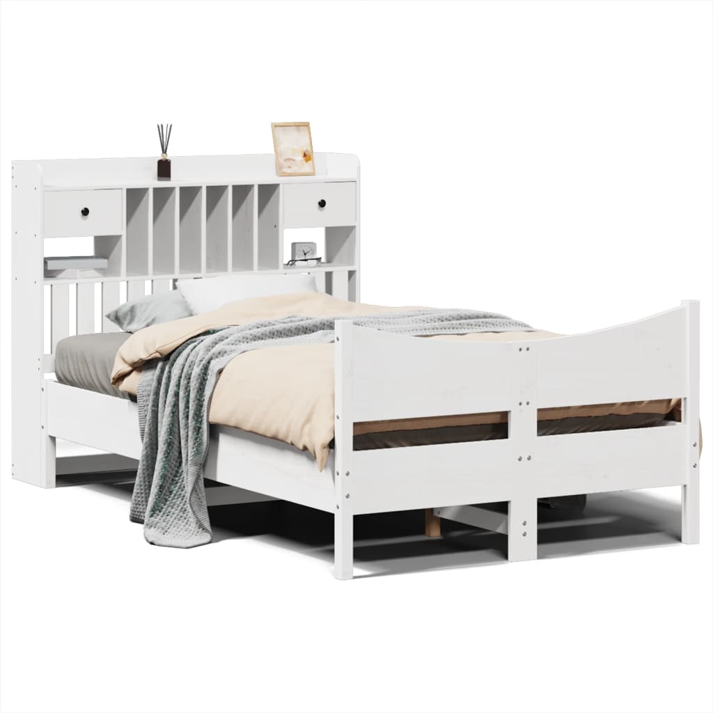 Bedframe zonder matras massief grenenhout wit 120x190 cm