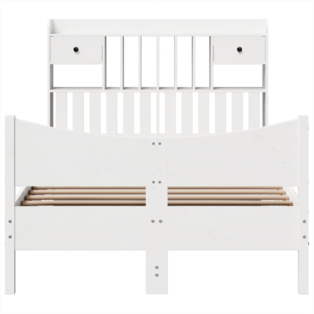 Bedframe zonder matras massief grenenhout wit 120x190 cm