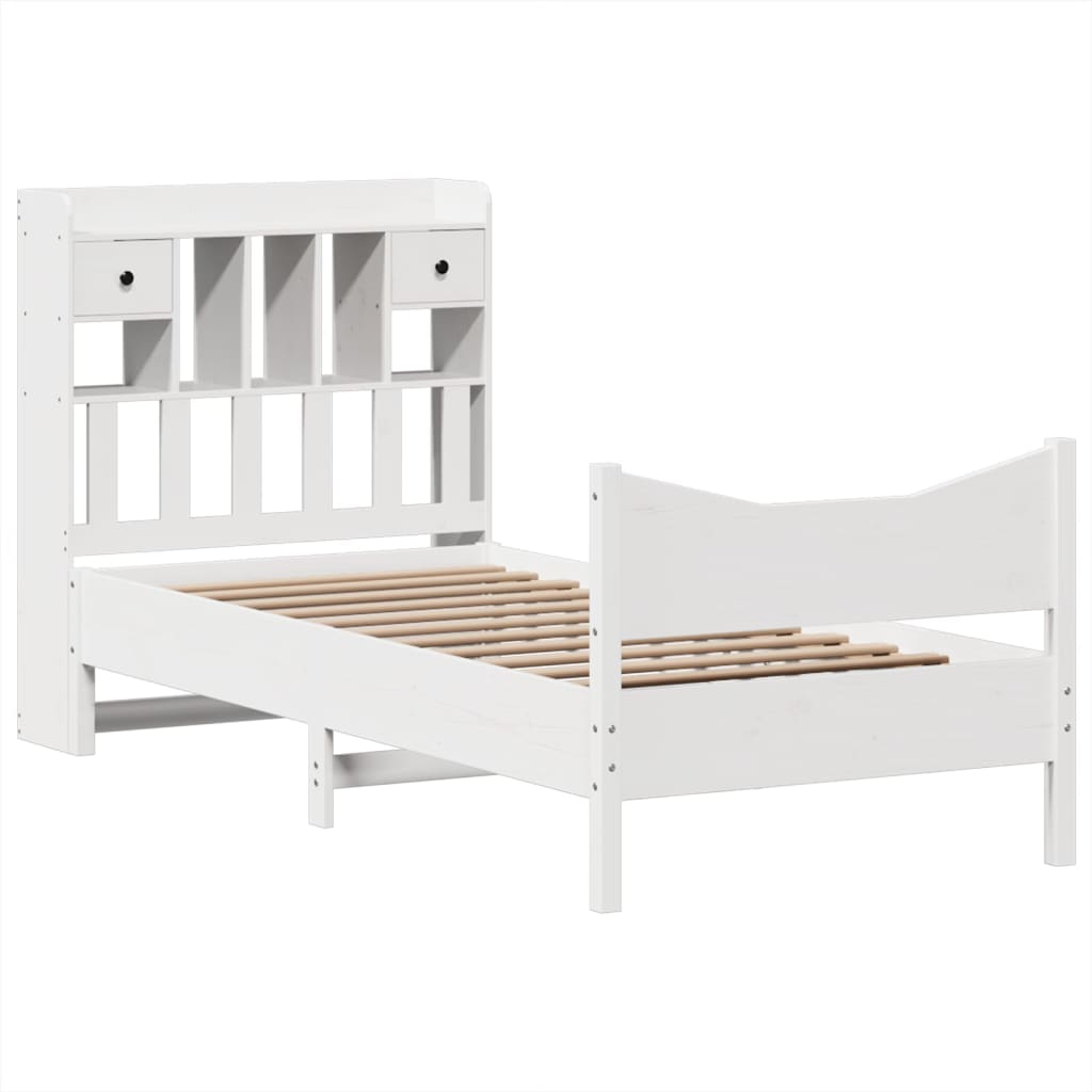 Bedframe zonder matras massief grenenhout wit 75x190 cm