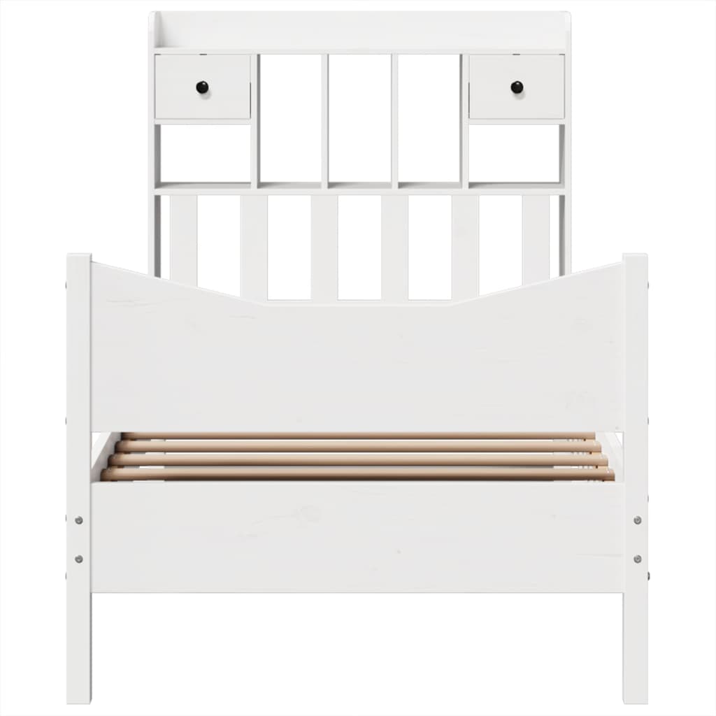 Bedframe zonder matras massief grenenhout wit 75x190 cm