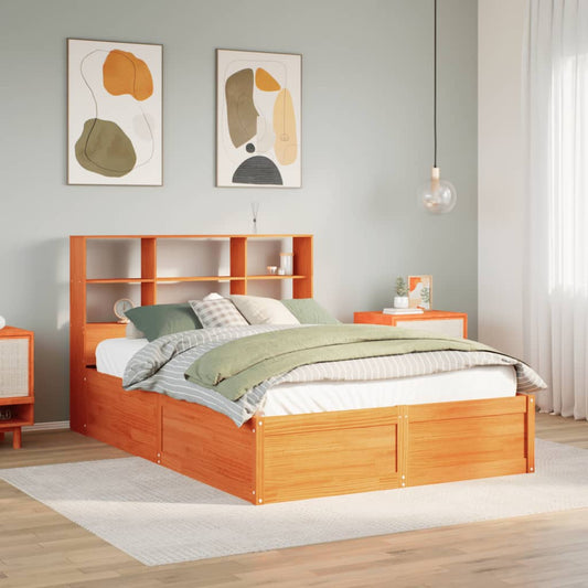 Bedframe zonder matras massief grenenhout wasbruin 135x190 cm Bedden & bedframes | Creëer jouw Trendy Thuis | Gratis bezorgd & Retour | Trendy.nl